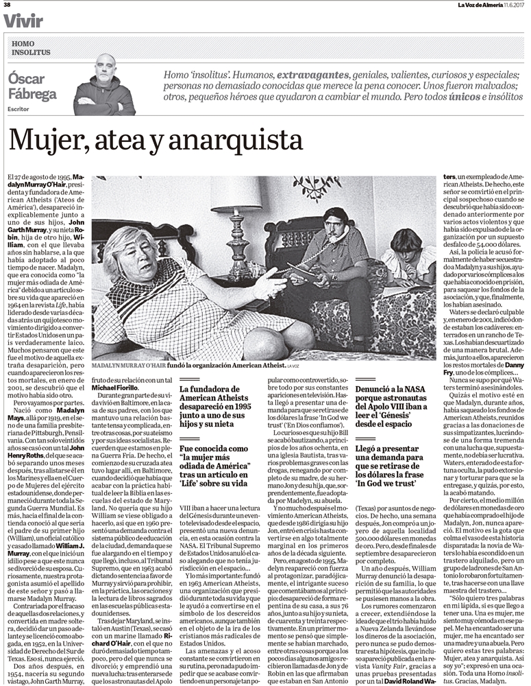 Homo insolitus 8: Mujer, atea y anarquista 4 110617 Oscarbb