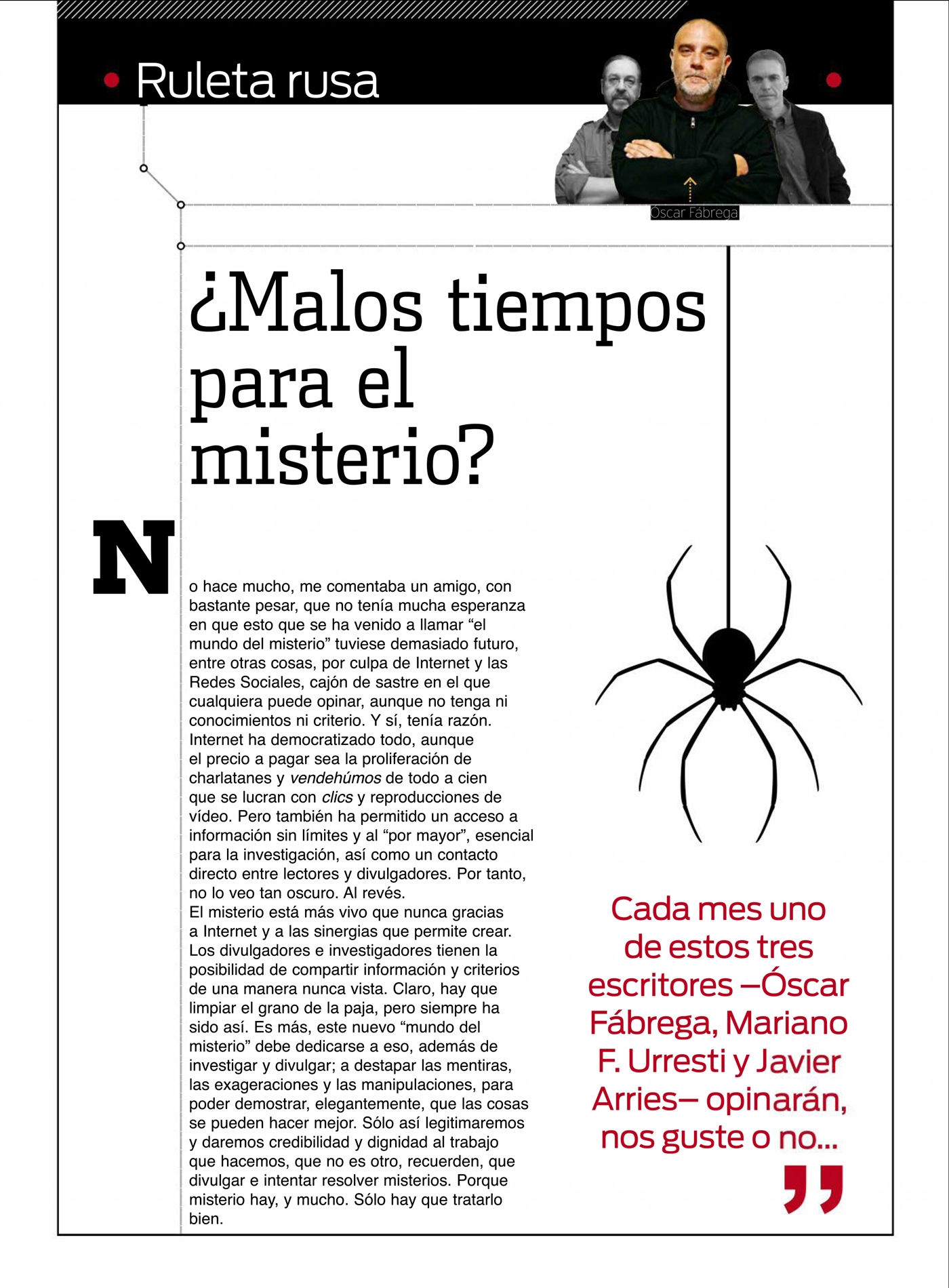 Ruleta rusa. Nueva colaboración en la revista Enigmas. 1 ruletav