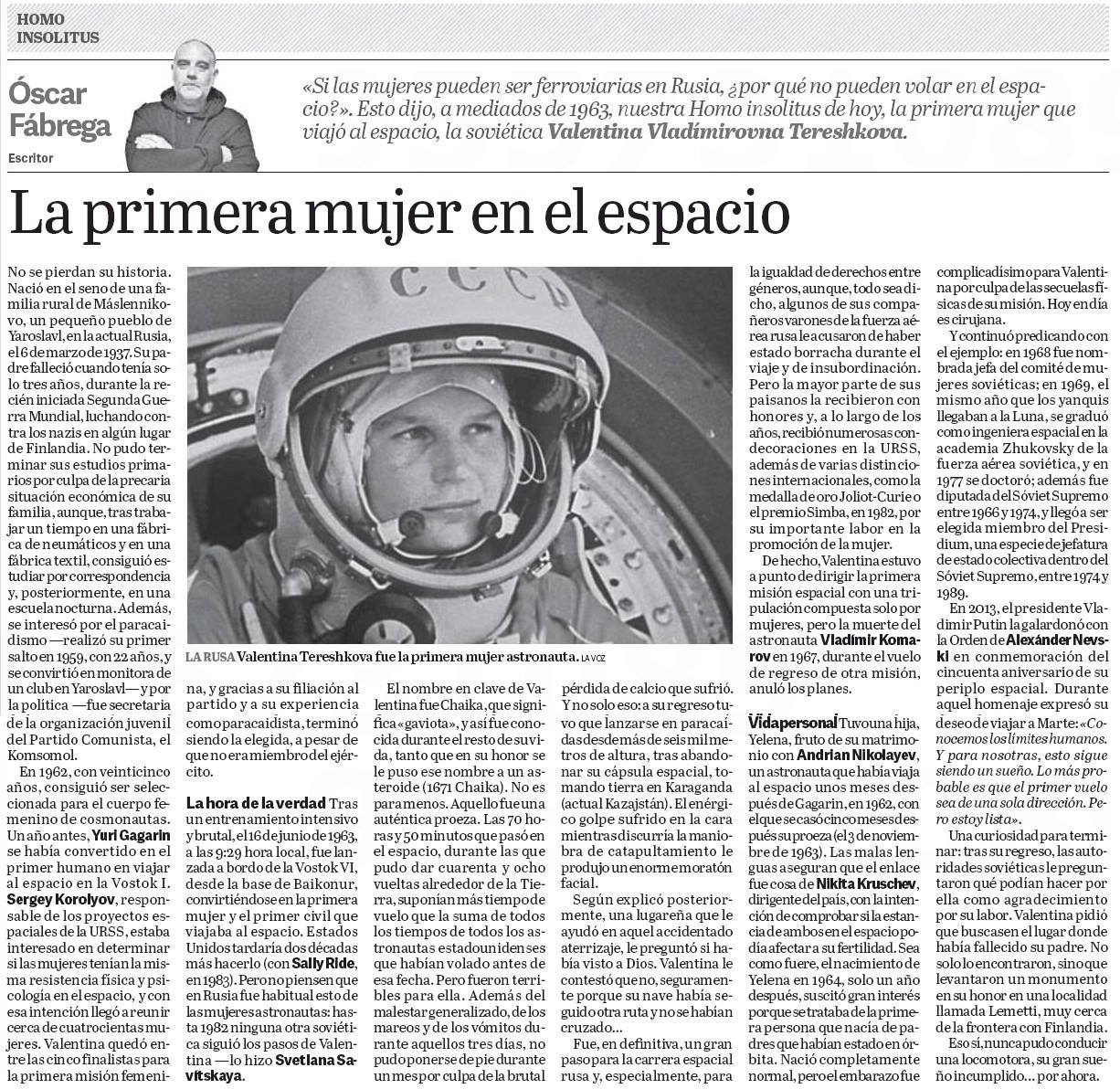 Homo insolitus 42: La primera mujer en el espacio 3 30705818 10204235243557655 4627938561222508544 n